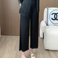 Miyake Wide-leg Pants Women's High-waist Pendant Pleated Pants Women's Loosening Waist Cropped Pants Black All-match Casual Pants