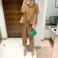 Miyake 2026 Straight-Leg Fashion High-Waisted Pocketed Cropped Pants with Elastic Waistband, Stretchy Pleated Slimming Cigarette Pants for Women