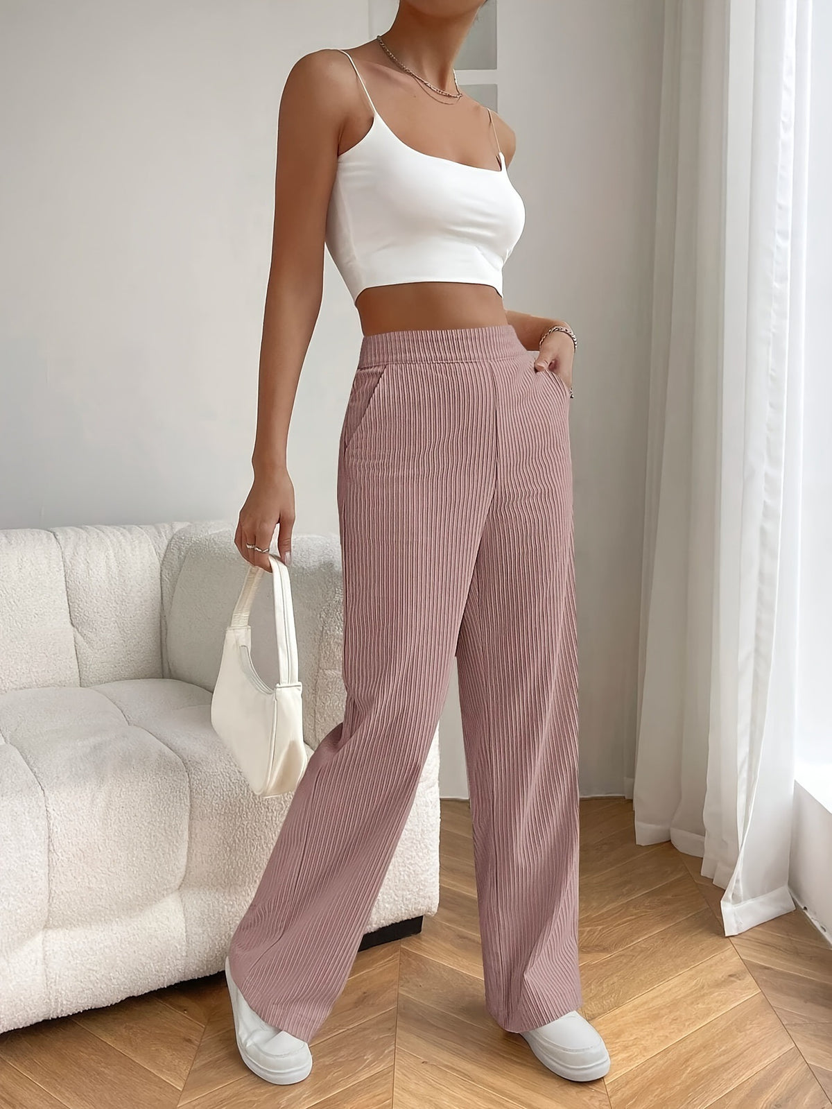 2025 New Women's Trousers Cross-border Spring and Autumn High Waist Loose Wide Leg Pants Drain All-match Casual Straight Pants