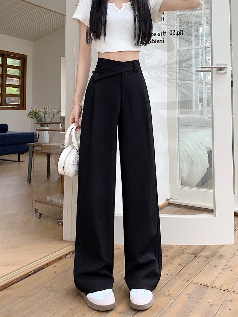 High-Waisted Suit Pants for Women, Spring and Autumn 2025 New Wide-Leg Pants, Thin Loose Casual Pants, Straight-Leg Drape Long Pants