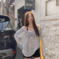 Red Celebrity Sun Protection Blouse Women's Summer Ootd Wear 2025 New Long-Sleeved T-Shirt Loose Stripesd Slanted Shoulder Top