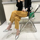 Miyake 2026 Straight-Leg Fashion High-Waisted Pocketed Cropped Pants with Elastic Waistband, Stretchy Pleated Slimming Cigarette Pants for Women