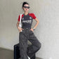 American Retro Drawstring Cargo Pants for Women, 2026 Spring and Autumn Versatile High-Waisted Wide-Leg Straight Long Pants, Workwear Style Trend