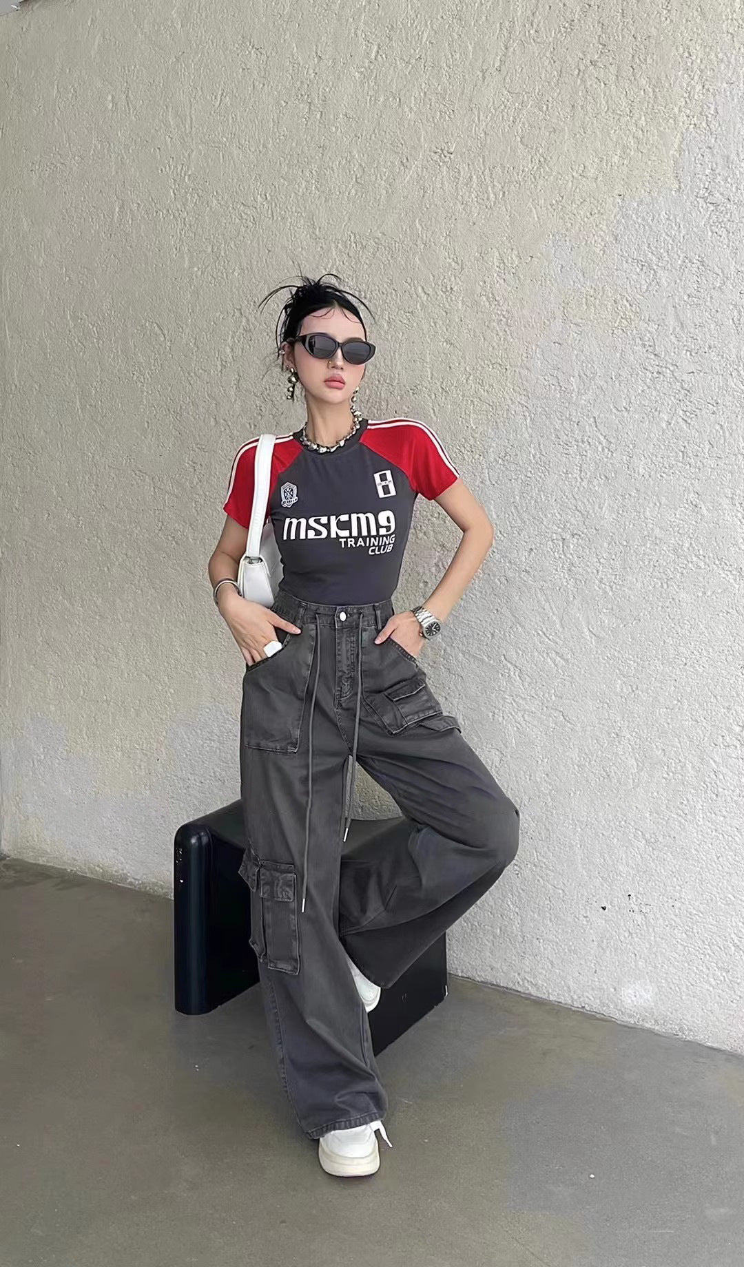 American Retro Drawstring Cargo Pants for Women, 2026 Spring and Autumn Versatile High-Waisted Wide-Leg Straight Long Pants, Workwear Style Trend