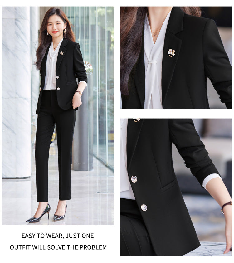 Blue Blazer for Women 2025 Spring and Autumn New Slim Fit Elegant Goddess Style Suit Professional Workwear