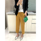 Miyake 2026 Straight-Leg Fashion High-Waisted Pocketed Cropped Pants with Elastic Waistband, Stretchy Pleated Slimming Cigarette Pants for Women