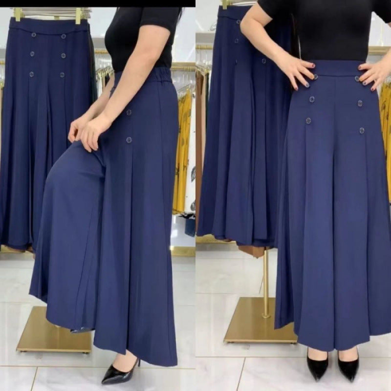 Wide Leg Pants Women's Spring and Summer High Waist Loose Slimming Middle-aged Women's Pants Cropped Skirt Casual Skirt Pants