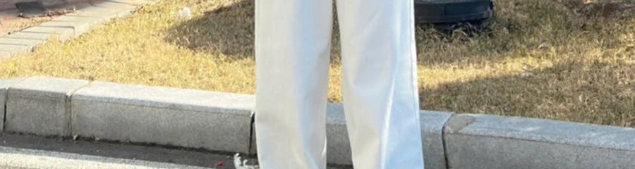 White Wide-Leg Jeans for Women, 2025 Spring New High-Waisted Loose Versatile Slimming Drape Straight-Leg Floor-Length Pants