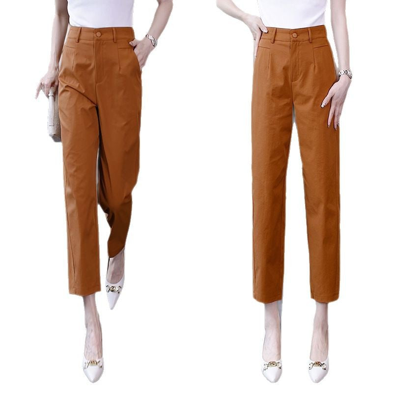 High-Waisted Casual Pants for Women, 2025 Spring and Autumn New Loose Slimming Cropped Cigarette Knife Pants for Petite Figures