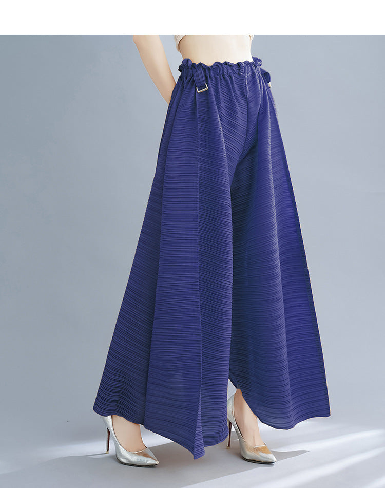 Pleated Heavy-Duty Pleated Wide-Leg Pants High-Waisted Plus-Size Straight-Leg Pants Summer Loose Slimming Casual Pants Women's Long Pants