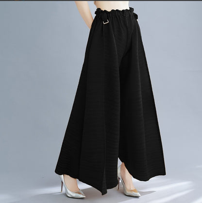 Pleated Heavy-Duty Pleated Wide-Leg Pants High-Waisted Plus-Size Straight-Leg Pants Summer Loose Slimming Casual Pants Women's Long Pants