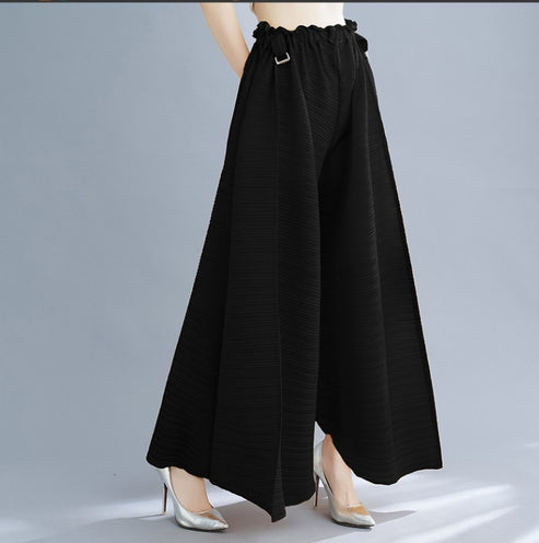 Pleated Heavy-Duty Pleated Wide-Leg Pants High-Waisted Plus-Size Straight-Leg Pants Summer Loose Slimming Casual Pants Women's Long Pants