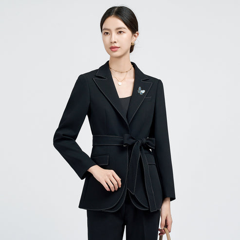 2025 Autumn New High-End Women's Blazer Casual Black Petite Fashion Commuter Suit for Women