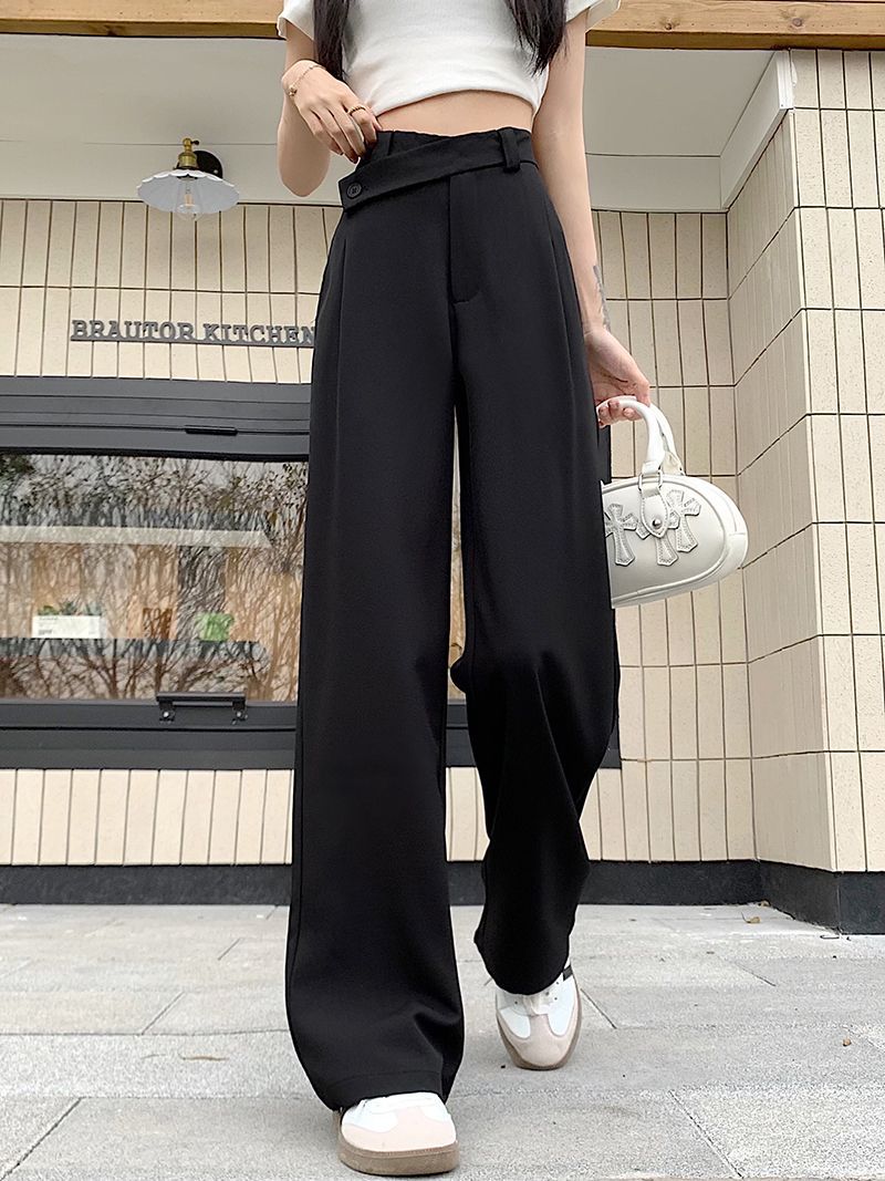 High-Waisted Suit Pants for Women, Spring and Autumn 2025 New Wide-Leg Pants, Thin Loose Casual Pants, Straight-Leg Drape Long Pants