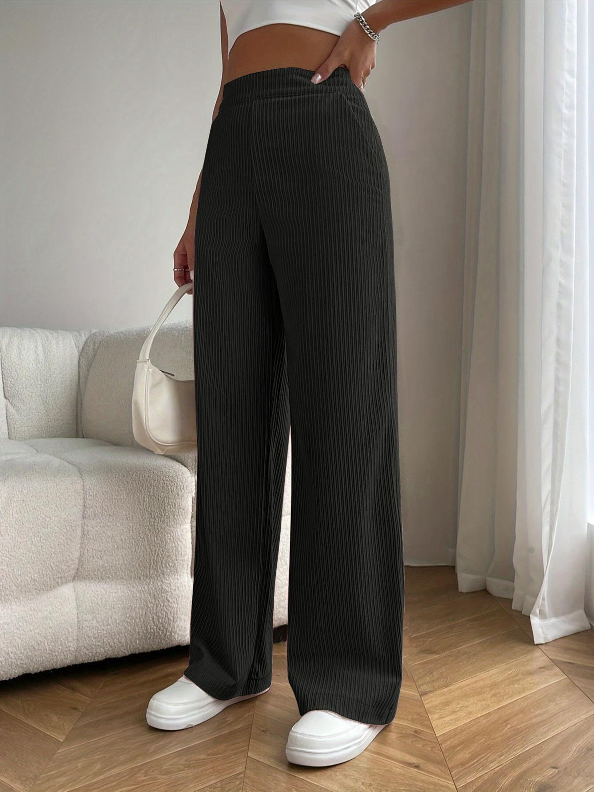 2025 New Women's Trousers Cross-border Spring and Autumn High Waist Loose Wide Leg Pants Drain All-match Casual Straight Pants
