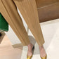 Miyake 2026 Straight-Leg Fashion High-Waisted Pocketed Cropped Pants with Elastic Waistband, Stretchy Pleated Slimming Cigarette Pants for Women